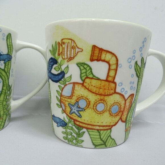 Lot 2 Starbucks Under the Sea Mugs Cup Whale Turtle Submarine Fish Ocean 1 faded - Picture 3 of 9